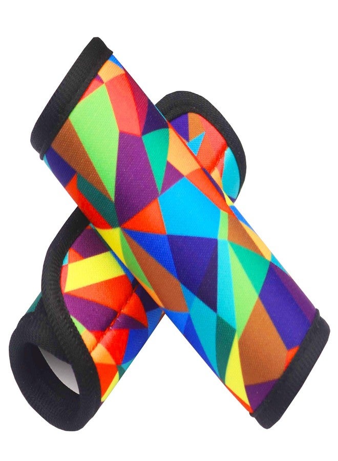 GOWRAPS Luggage Handle Wrap 2 Pack Luggage Handle Wraps for Suitcase Bright Neoprene Luggage Handle Covers/Extender/Identifiers-Travel Accessories Must Haves (Geometry-2 Pack) - Image 1